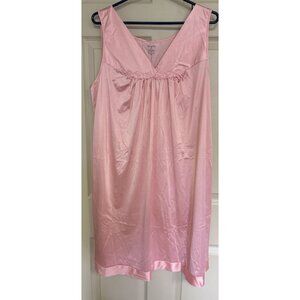 Vanity Fair Nightgown Sleeveless Peach Satin Banded Size 1X